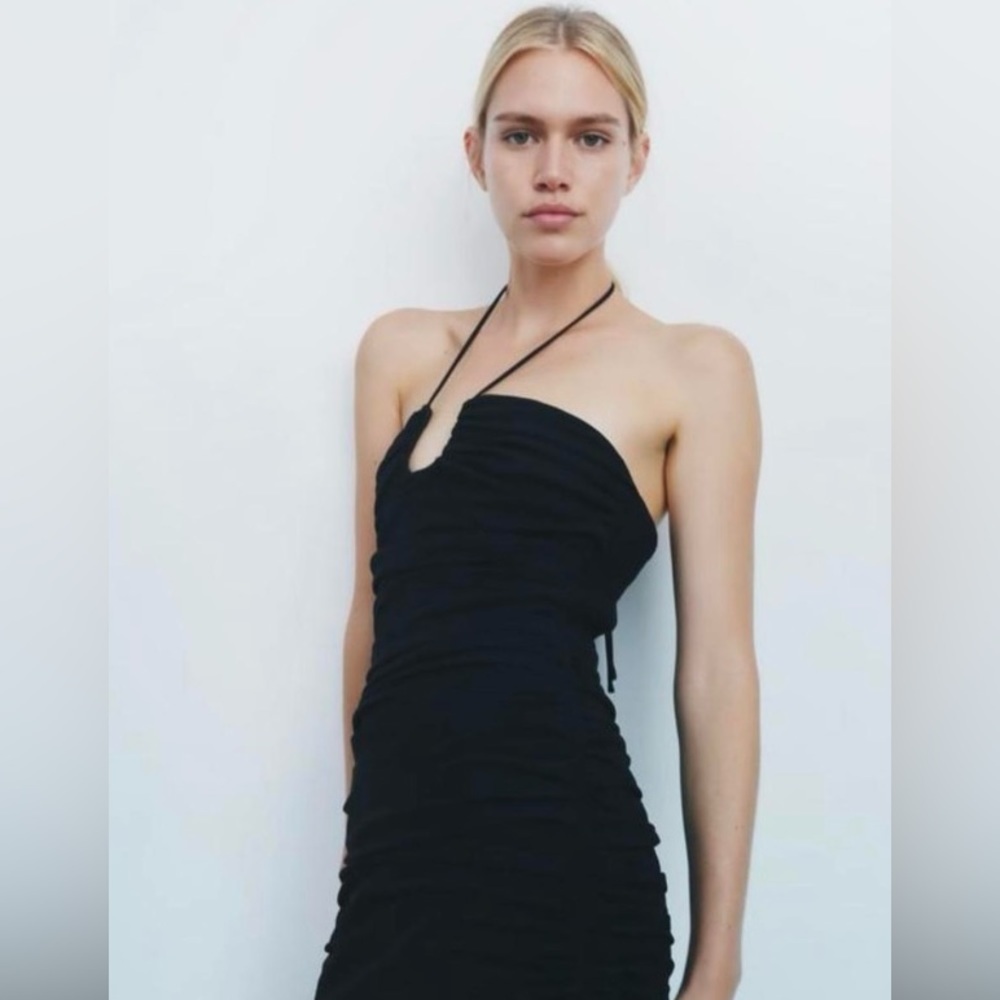 Zara Black Body Com Mini Dress Size M.
